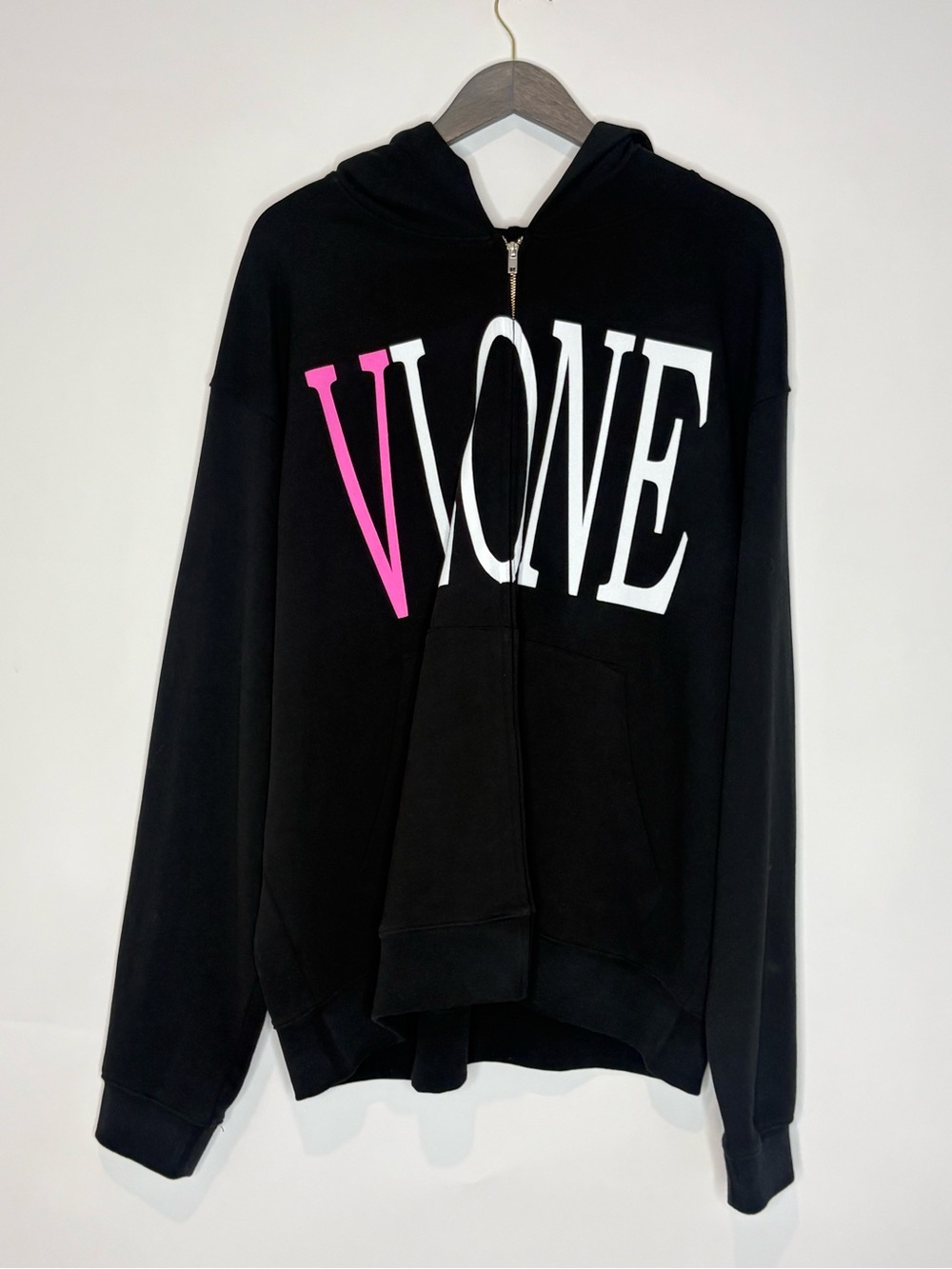 VLONE Mens XXL Spell Out Logo Black Pink Full Zip Hoodie Jacket
